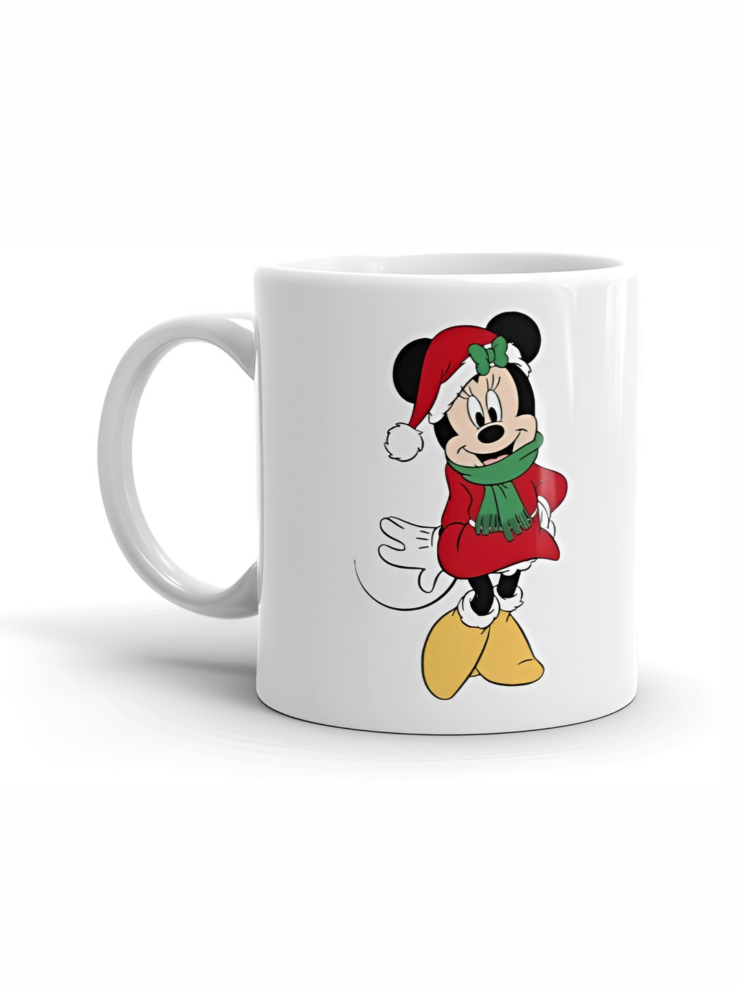 Mr UVD White & Red Minnie Mouse Printed Ceramic Glossy Mug - 350ml