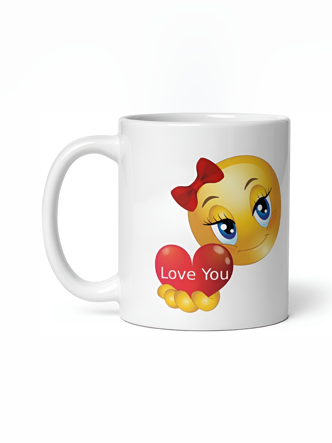 Mr UVD White & Yellow Smiley Printed Ceramic Mug 350ml