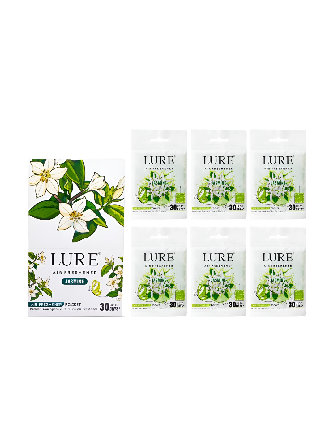 LURE White & Green 6 Pieces Jasmine Room Fresheners-10 g Each