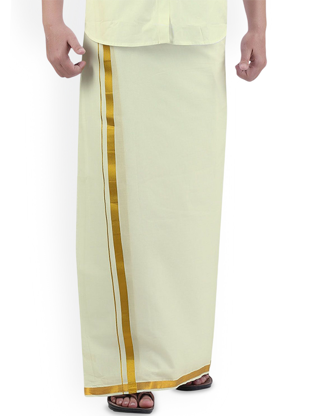 PRAKASAM COTTON Mens Free Size Stitched Double Layer Cream Dhoti