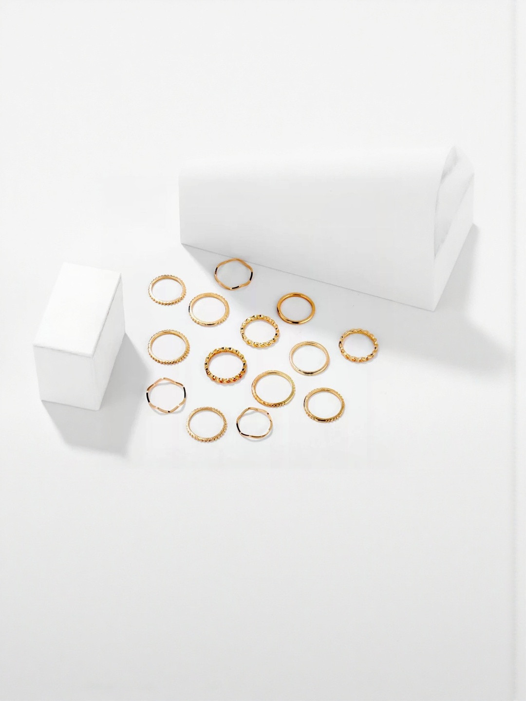 DressBerry Women Set of 14 Gold-Plated Ring Set