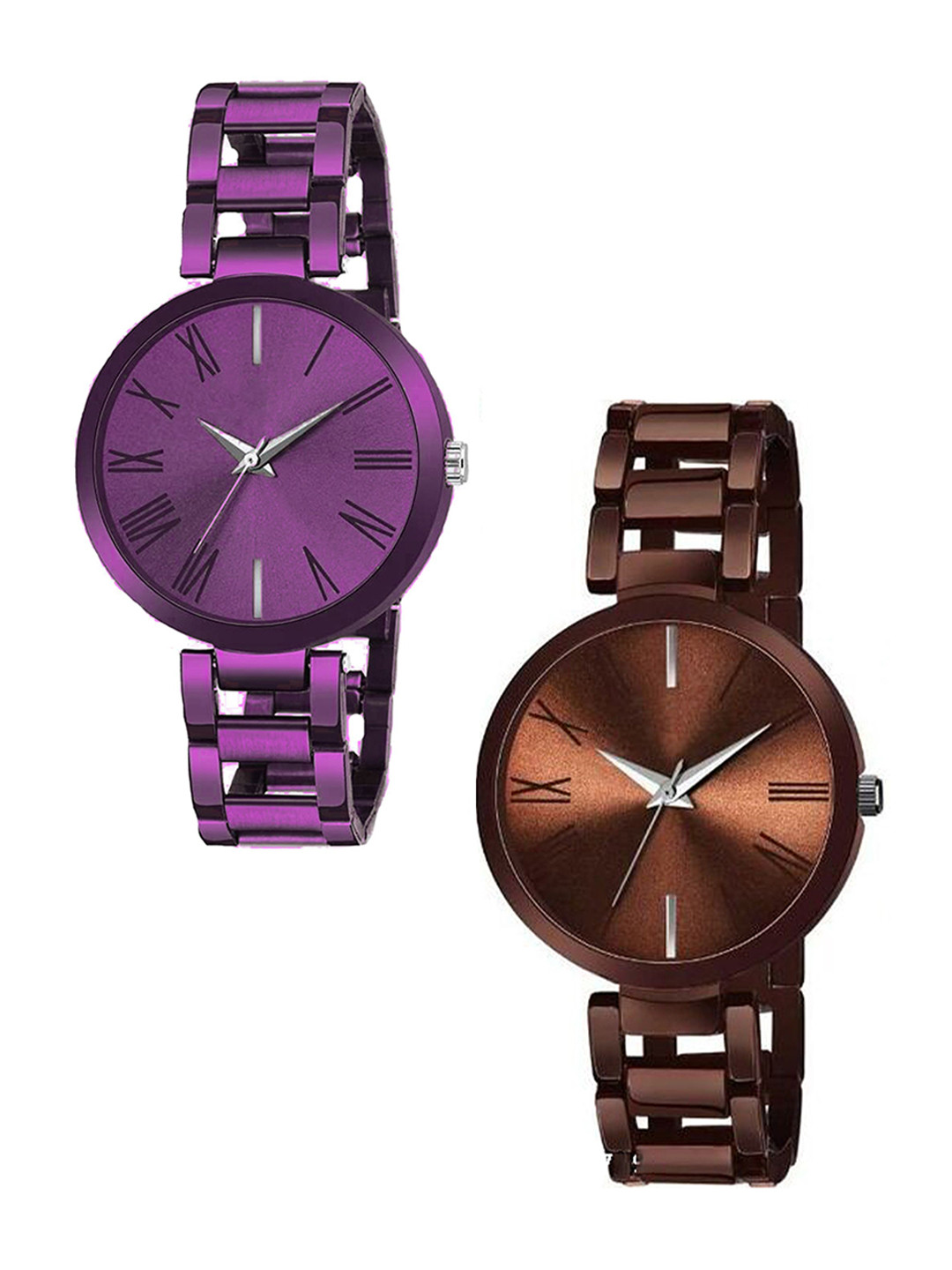 FROZIL Women Pack Of 2 Round Dial Straps Analogue Watch TNR-BR-P