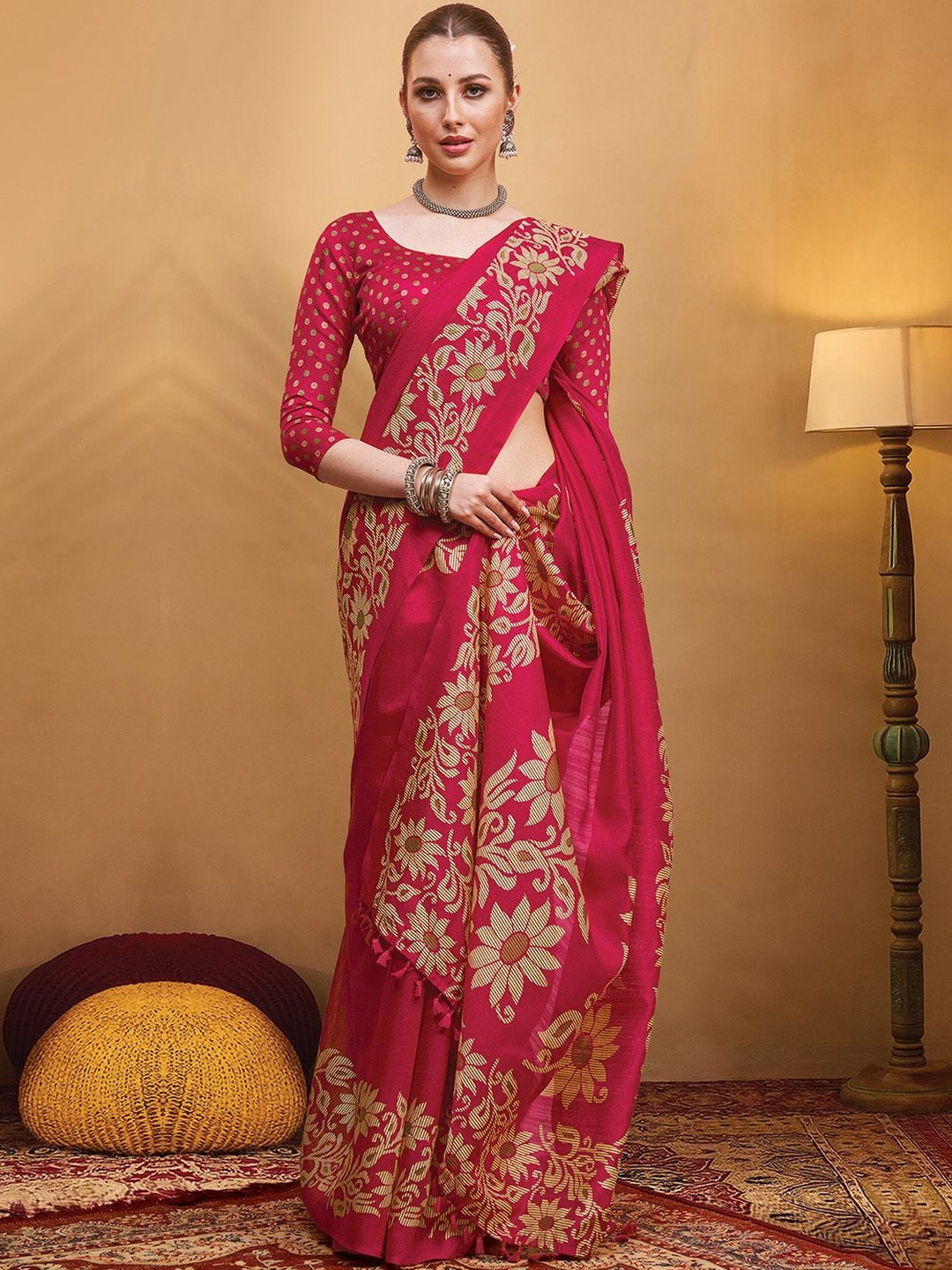 Anouk Rustic Ethnic Motif Printed Tussar Saree