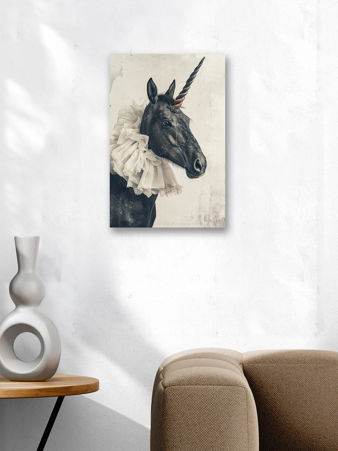 nestroots White & Black The Last Dark Unicorn Canvas Wall Art