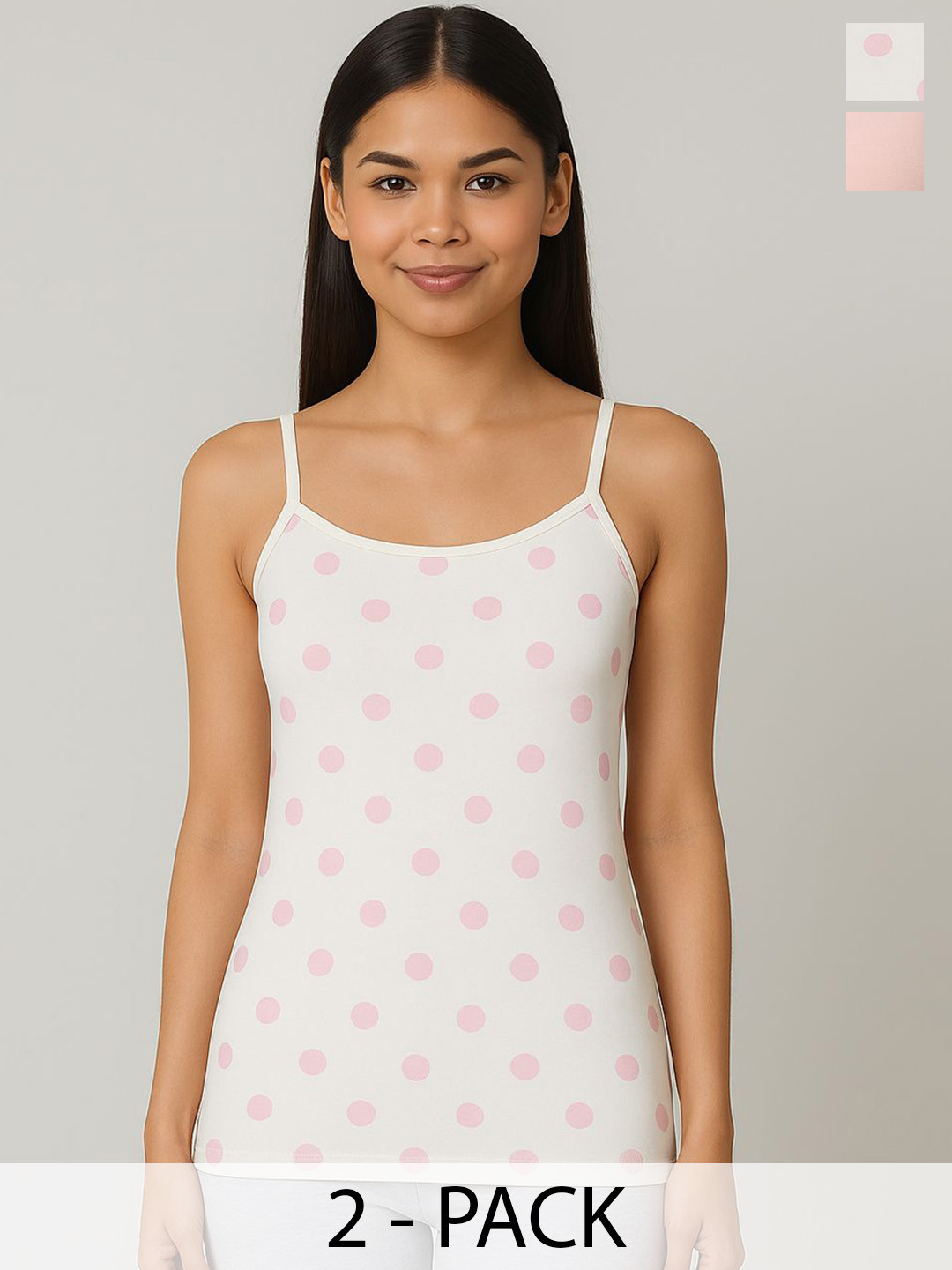 Charm n Cherish Girls Pack Of 2 Polka Dot Printed Camisoles
