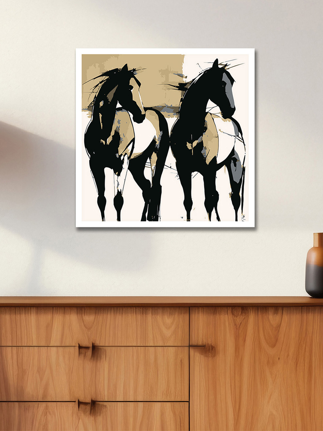 nestroots White & Black The Quiet Run Horse Canvas Wall Art