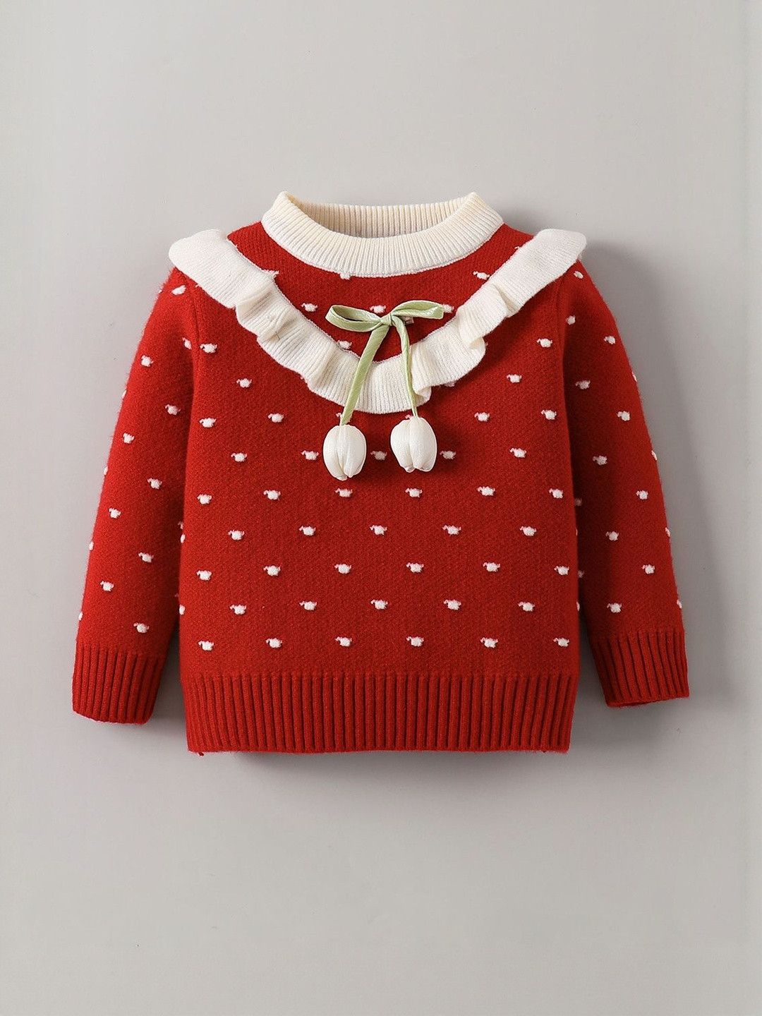 Hopscotch Girls Self Design Long Sleeves Pullover