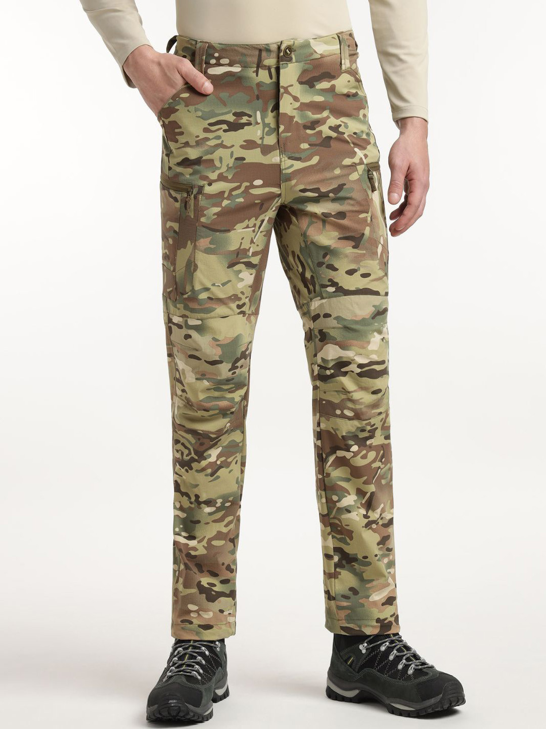 MOUNTMILLER Men Camouflage Printed Regular Fit High-Rise Trousers