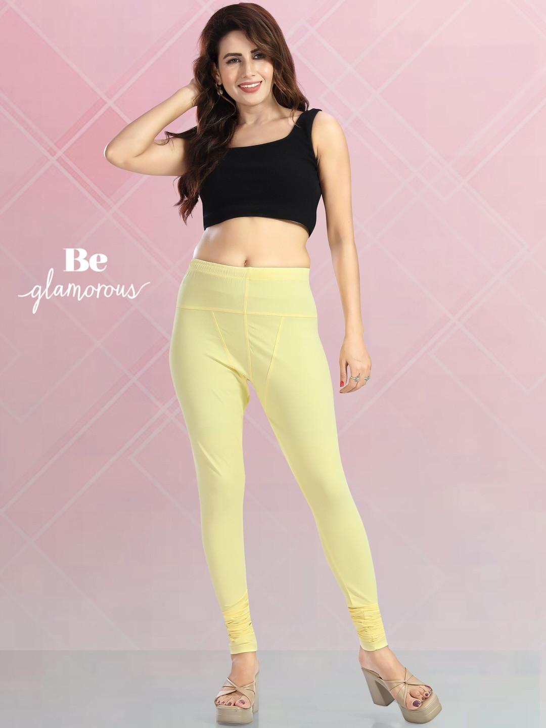 GEMINI Women Yellow Cotton Leggings