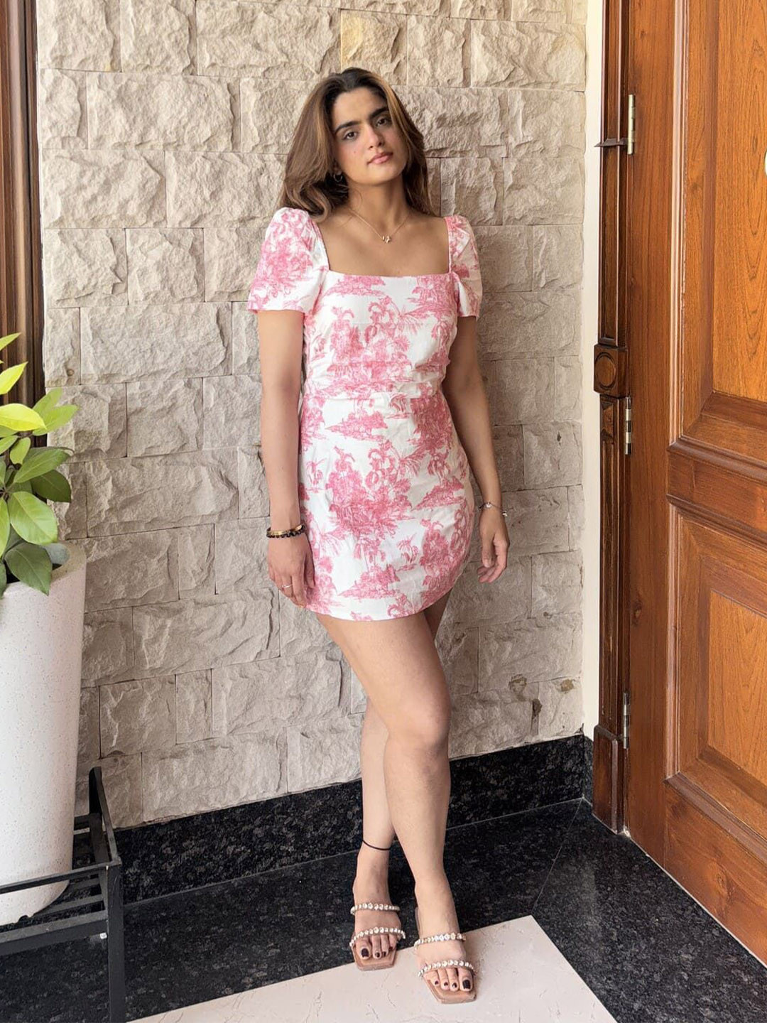 House of Sal Floral Backless Printed Mini Dress