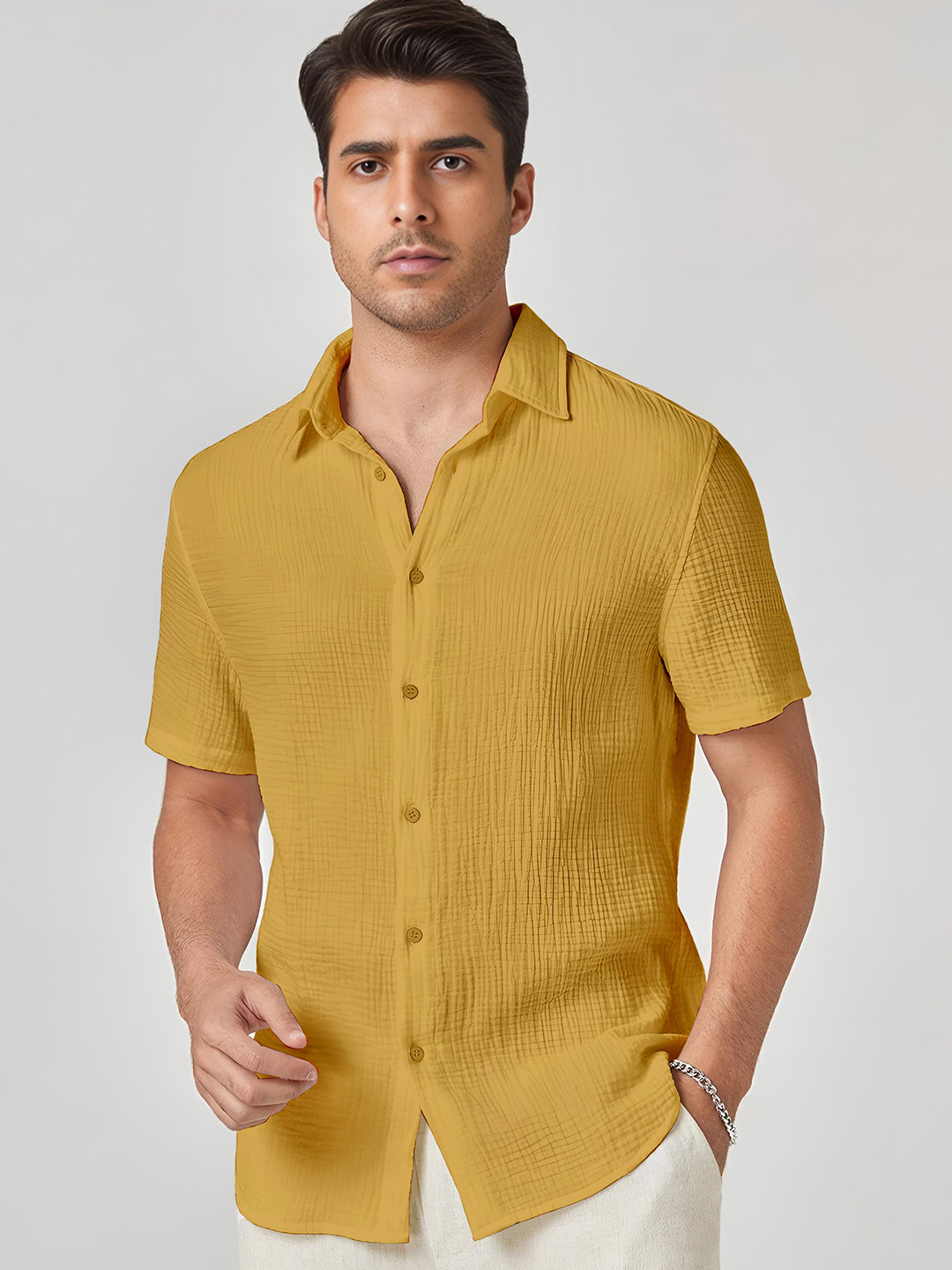 Color Bucket Spread Collar Standard Casual Shirt