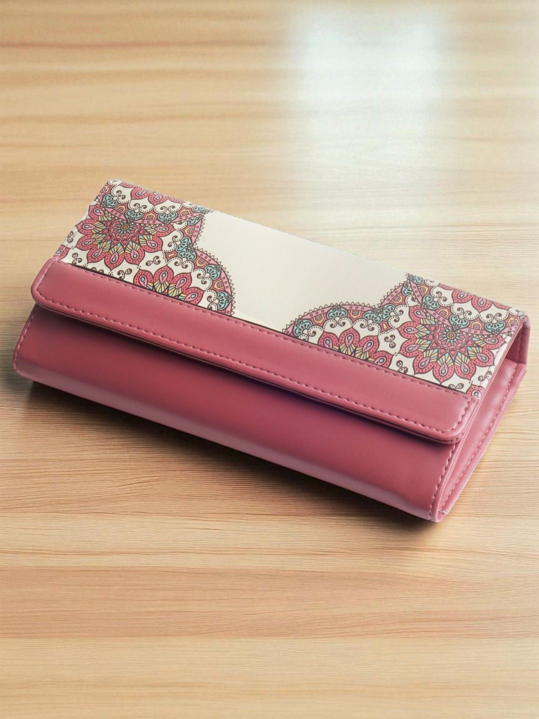 DOSYSO Women Floral Printed Zip Detail Two Fold Wallet