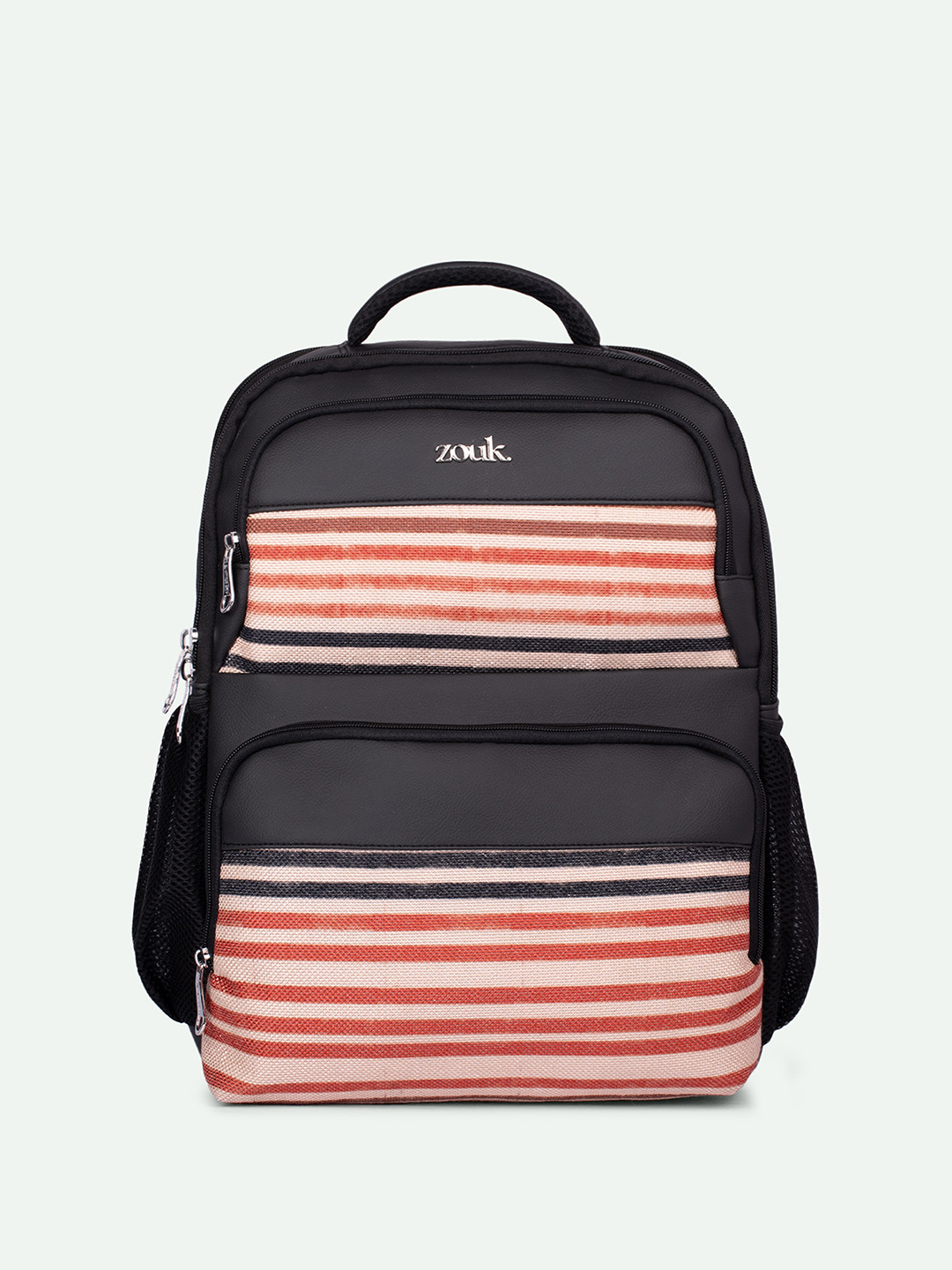 ZOUK Qutub Unisex Striped Consultant Backpack with Compression Straps