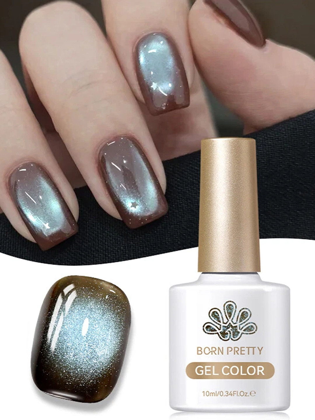BORN PRETTY Cat Eye Magnetic Gel Polish - 10 ml - Mint Chocolate-MY247