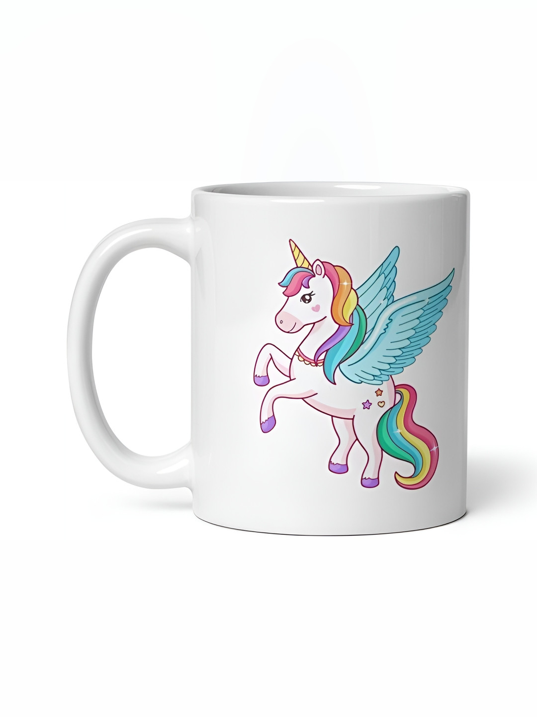Mr UVD White & Blue Unicorn Printed Ceramic Glossy Mug - 350 ml