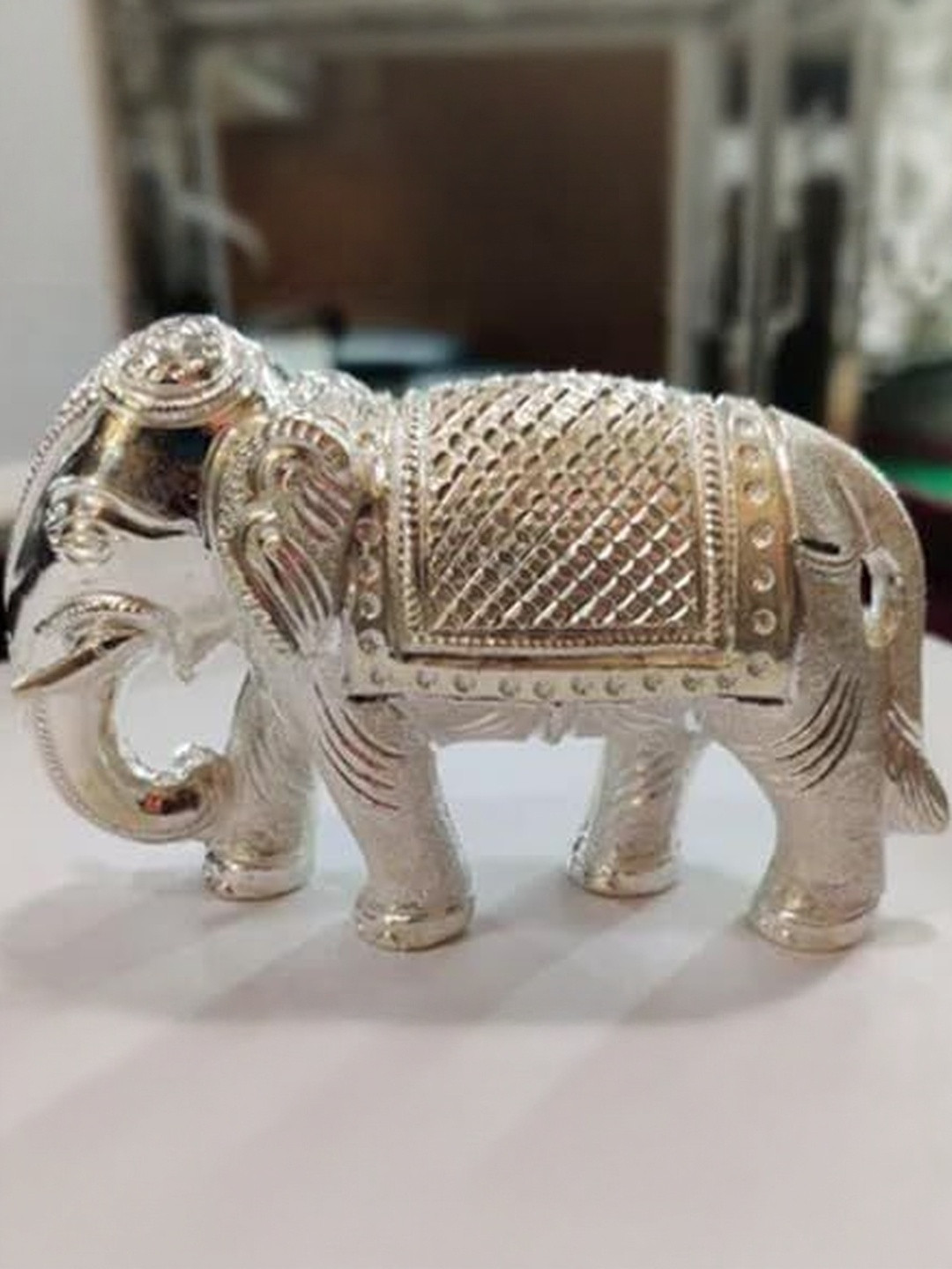 ASTRO-D Women Silver-Toned Elephant Religious Showpiece