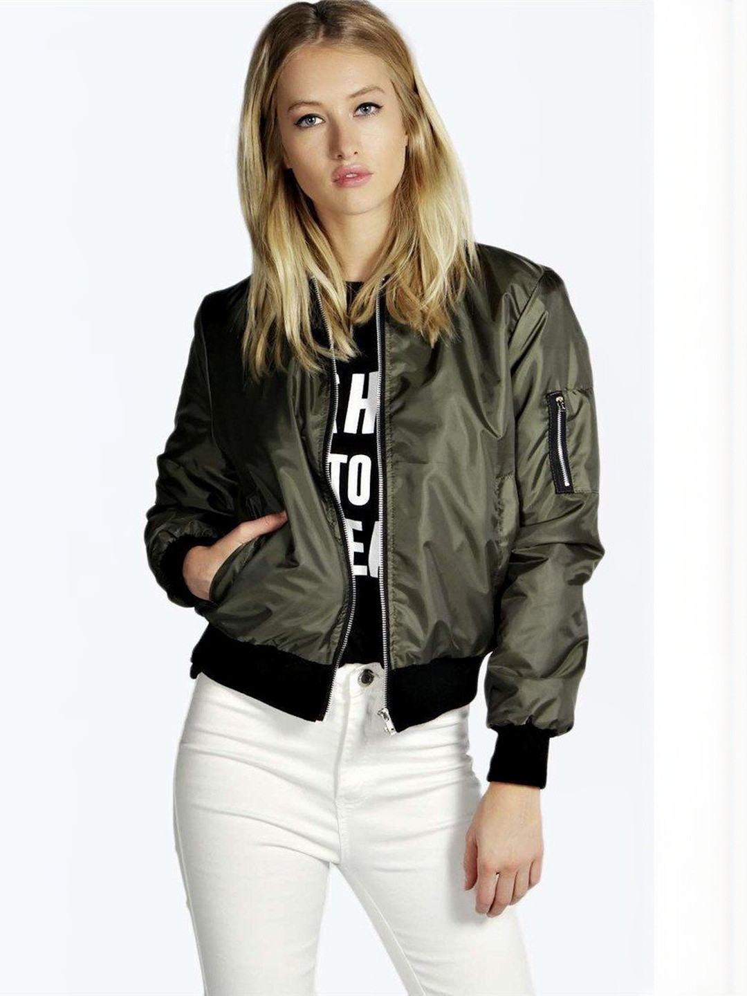 HERE&NOW Women Dark Green Open Front Jacket