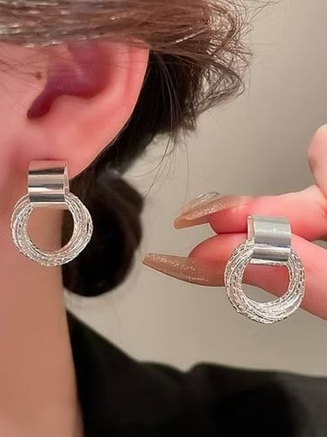 Shivarth Women Metal Silver Multiple Small Bali Hoop Earring