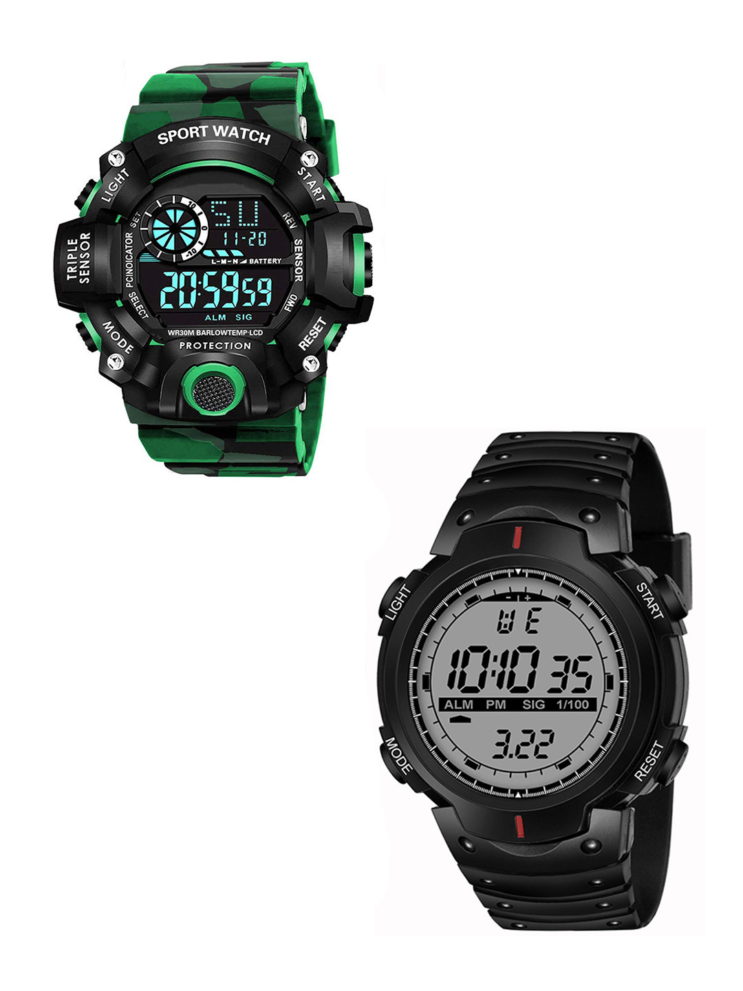 FROZIL Men Pack Of 2 Dial & Straps Digital Watches C-SH-ARMY-GREEN-TMEX