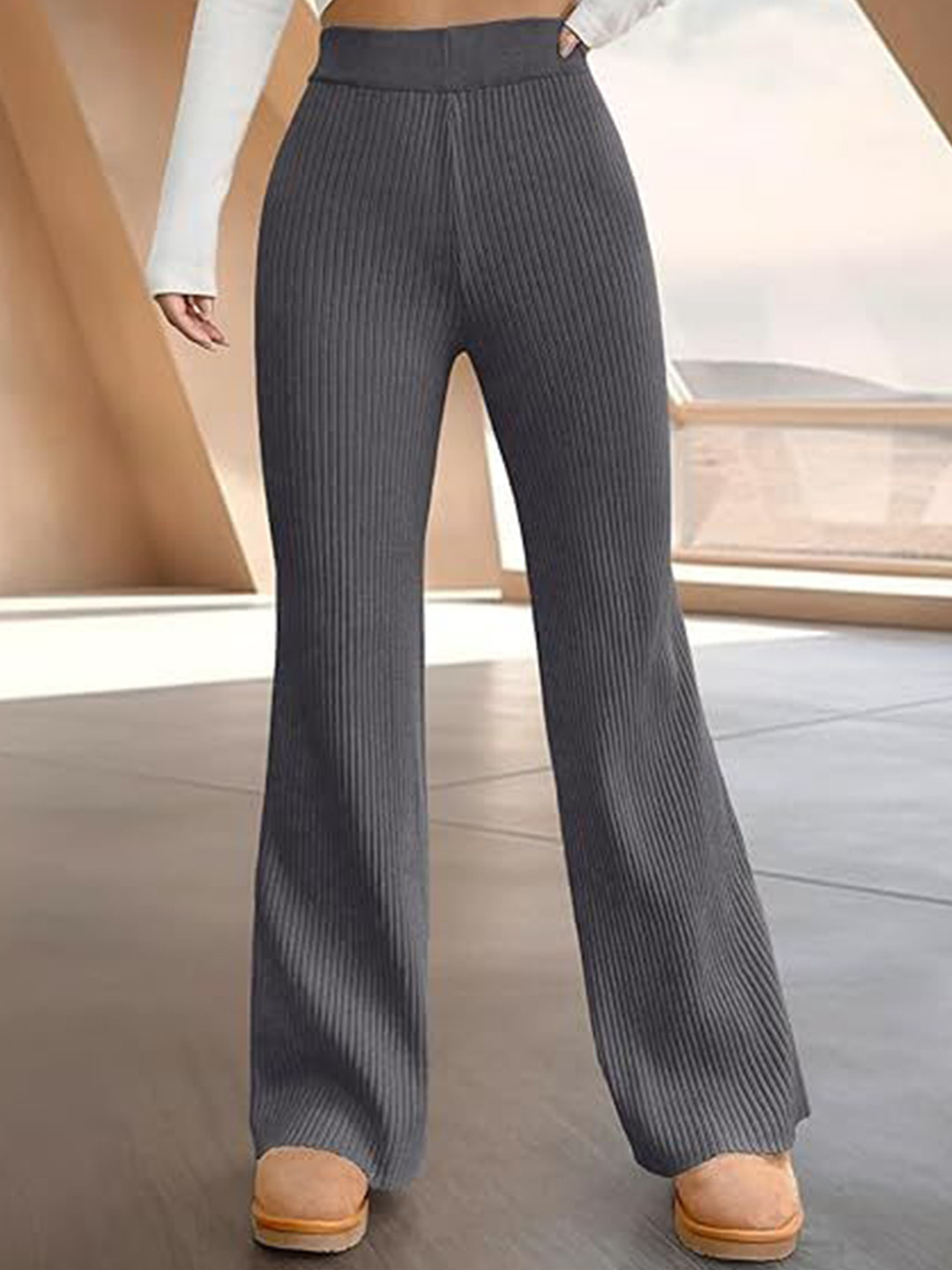 DIGITAL SHOPEE Women Relaxed Fit High-Rise Parallel Trousers