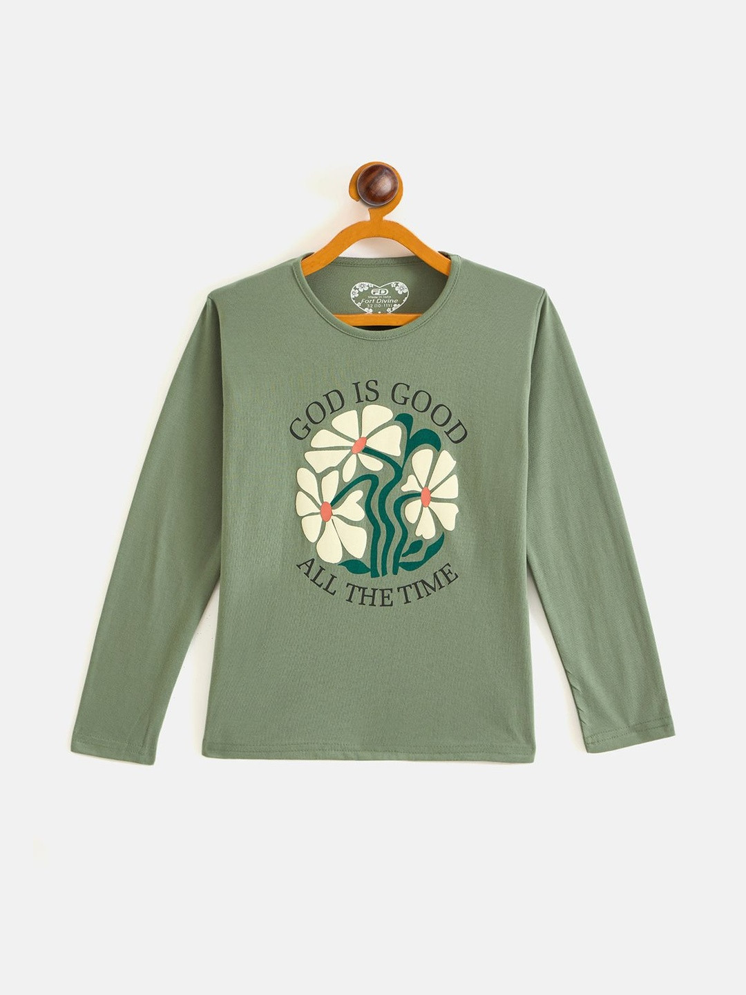 Fort Divine Girls Flower Printed T-shirt