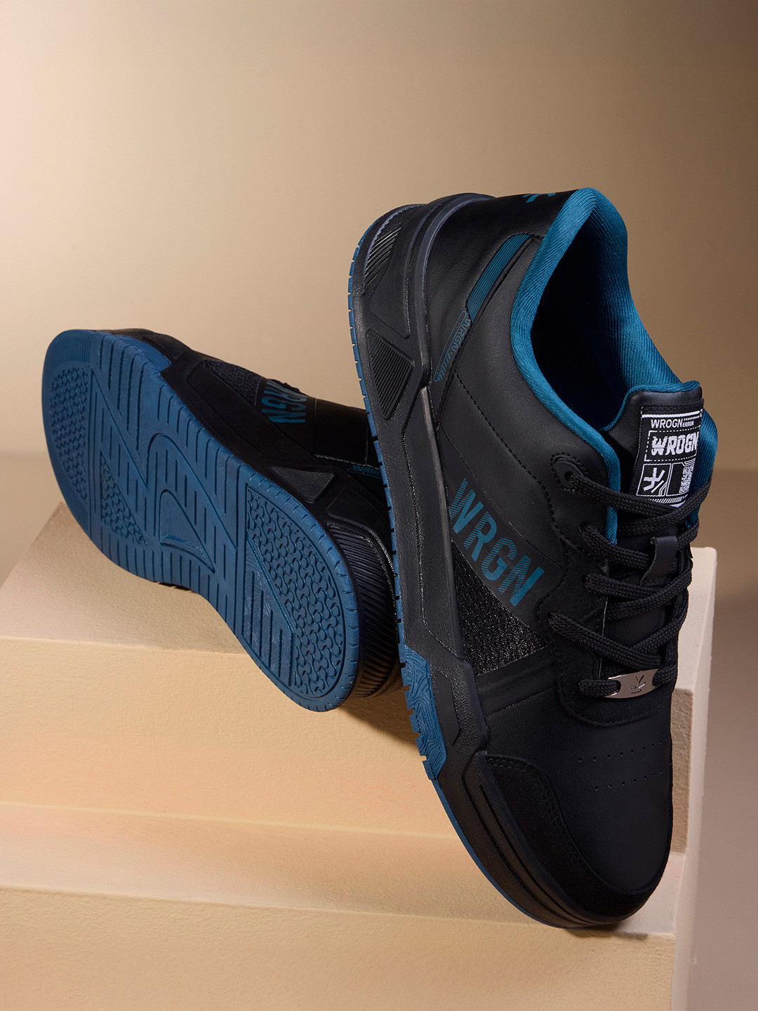 WROGN Men PU Laser Cuts Sneakers Casual Shoes