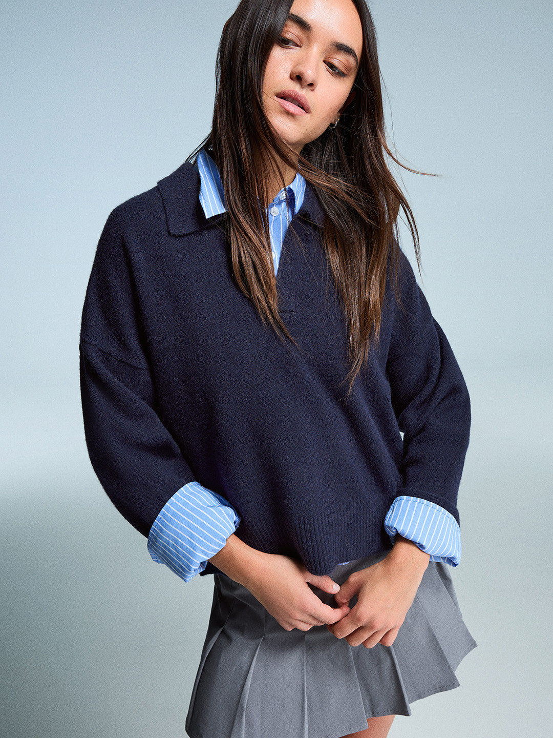 Bershka Polo Collar Sweater