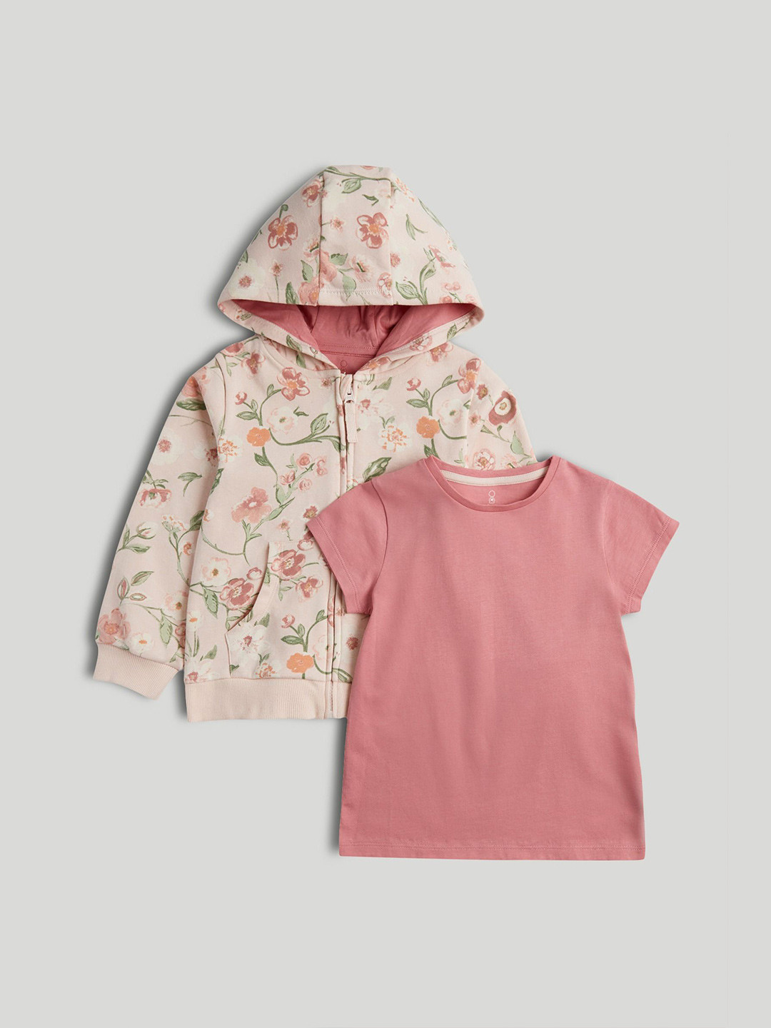 mothercare Girls Printed Round Neck T-shirt & Hoodie