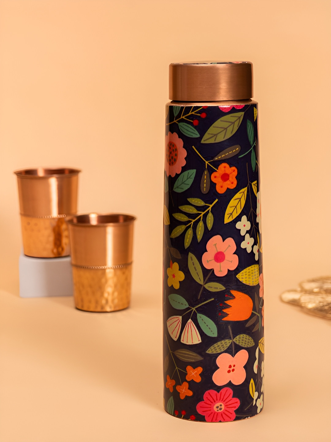 The Zappy Box Black & Green Floral Printed Water Bottle 1000ml