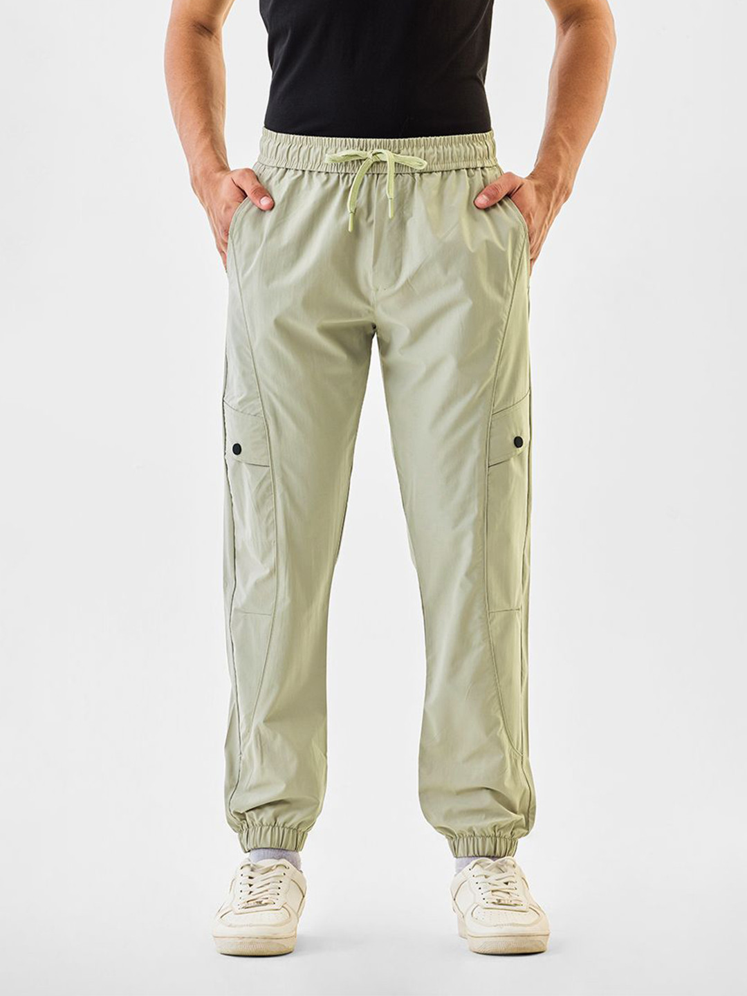 Snitch Men Sage Green Mid-Rise Joggers