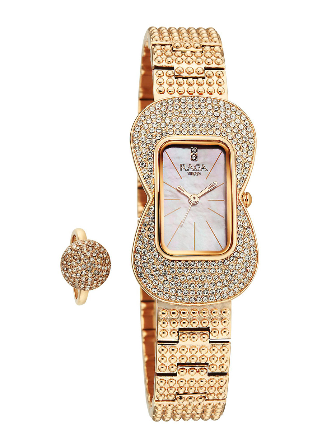Titan Raga Women Glimmers Quartz Pink Shaped Dial Watch - 95340WM01F