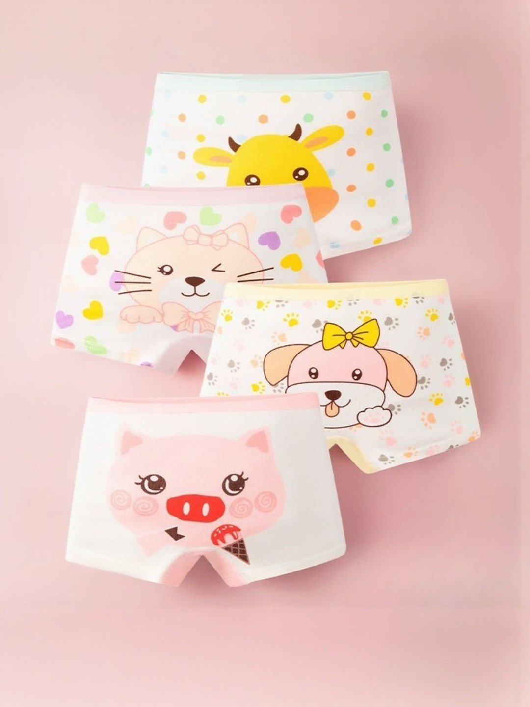 Neska Moda Girls Pack Of 4 Multicolor Mid-Rise Boxer Briefs