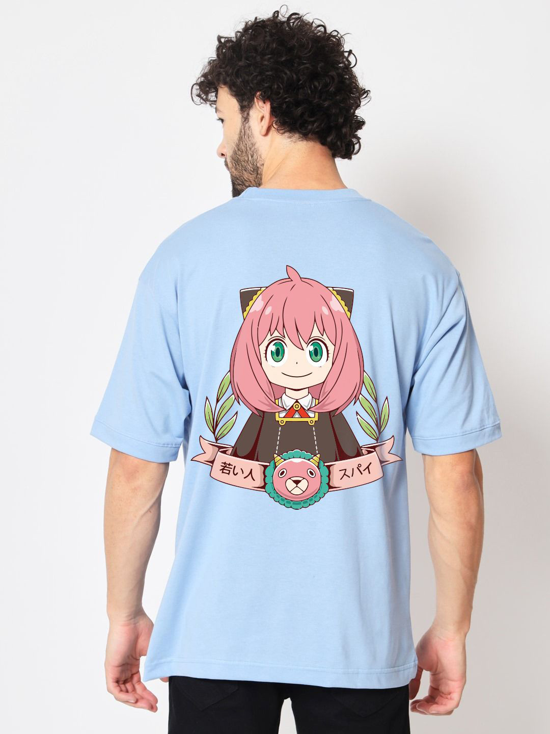 Crazymonk Anya Forger Graphic Printed Drop-Shoulder Sleeves Cotton Oversized T-shirt