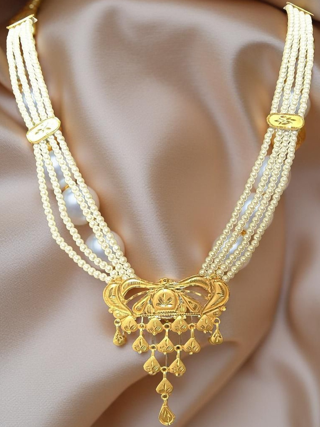 Soumi Store Women Gold-Plated Pearls Multi Layer Necklace