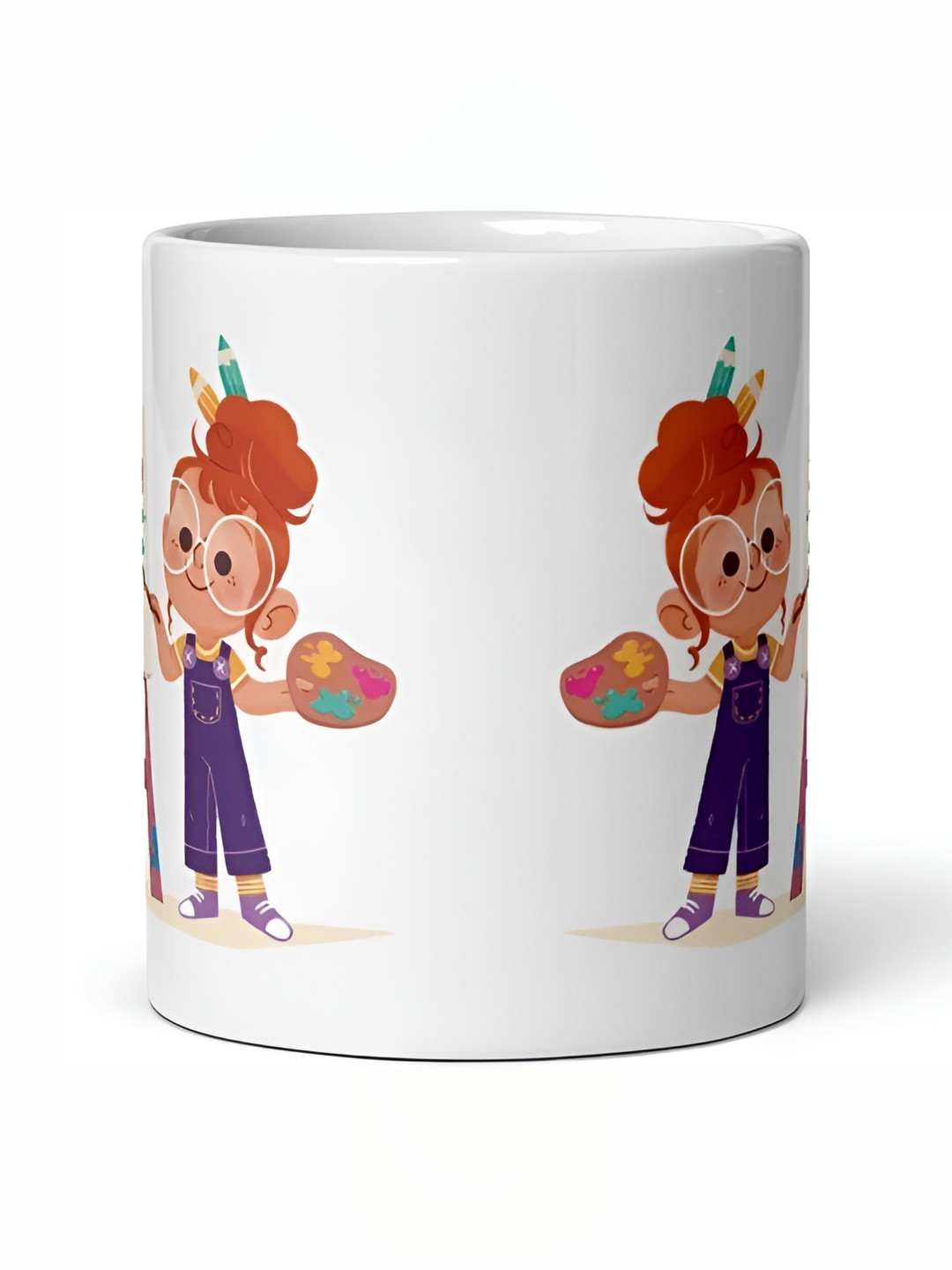 Mr UVD White & Purple Graphics Printed Ceramic Matte Mug 350 ml