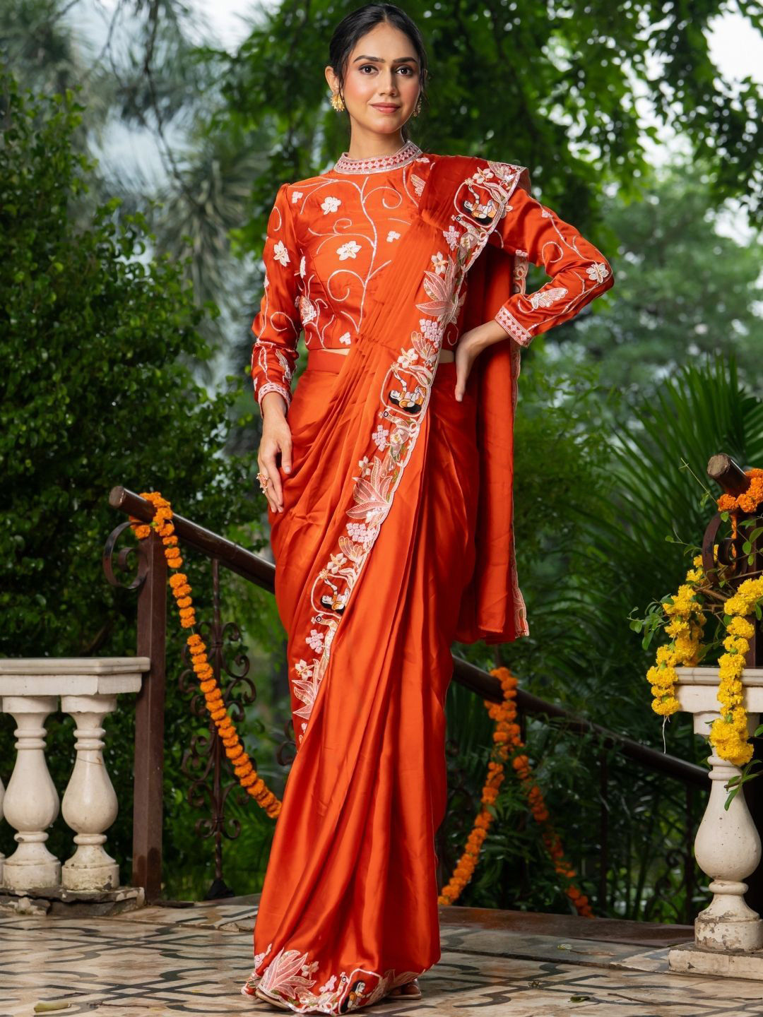 HOUSE OF JAMOTI Meghavi Orange Saree