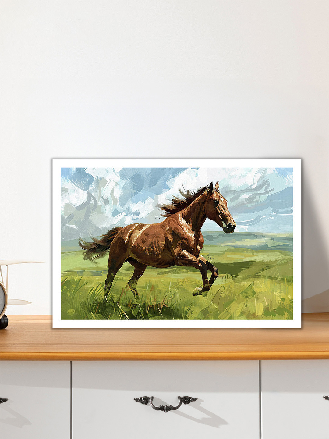 nestroots White & Green Run with the Wind Canvas Wall Art