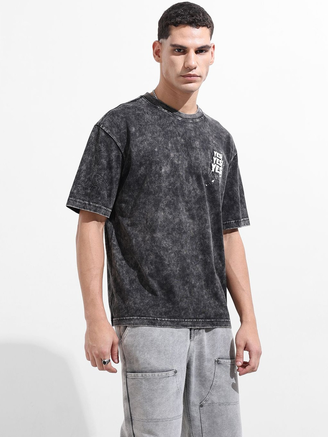 The Indian Garage Co Men Typography Printed Round Neck Pure Cotton Relaxed Fit T-shirt