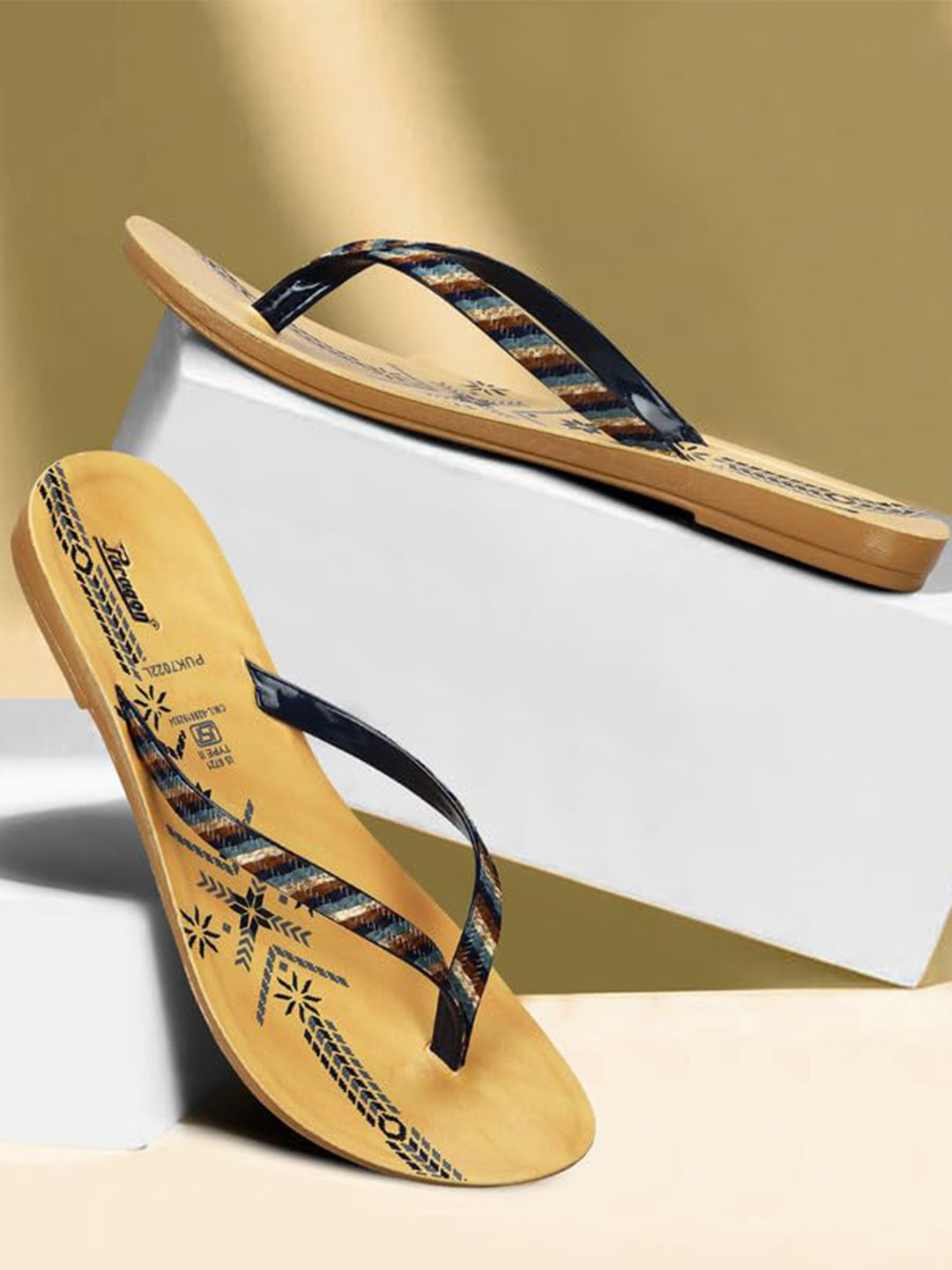 Paragon Women Printed T-Strap Flats