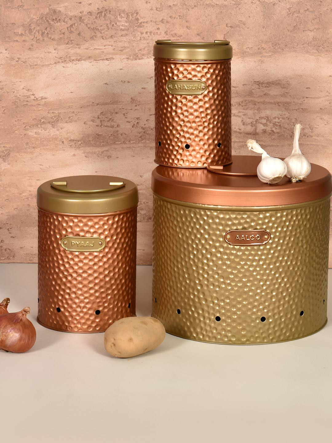 Living With Elan Gold 3 Pieces Easy to Clean Canister Containers