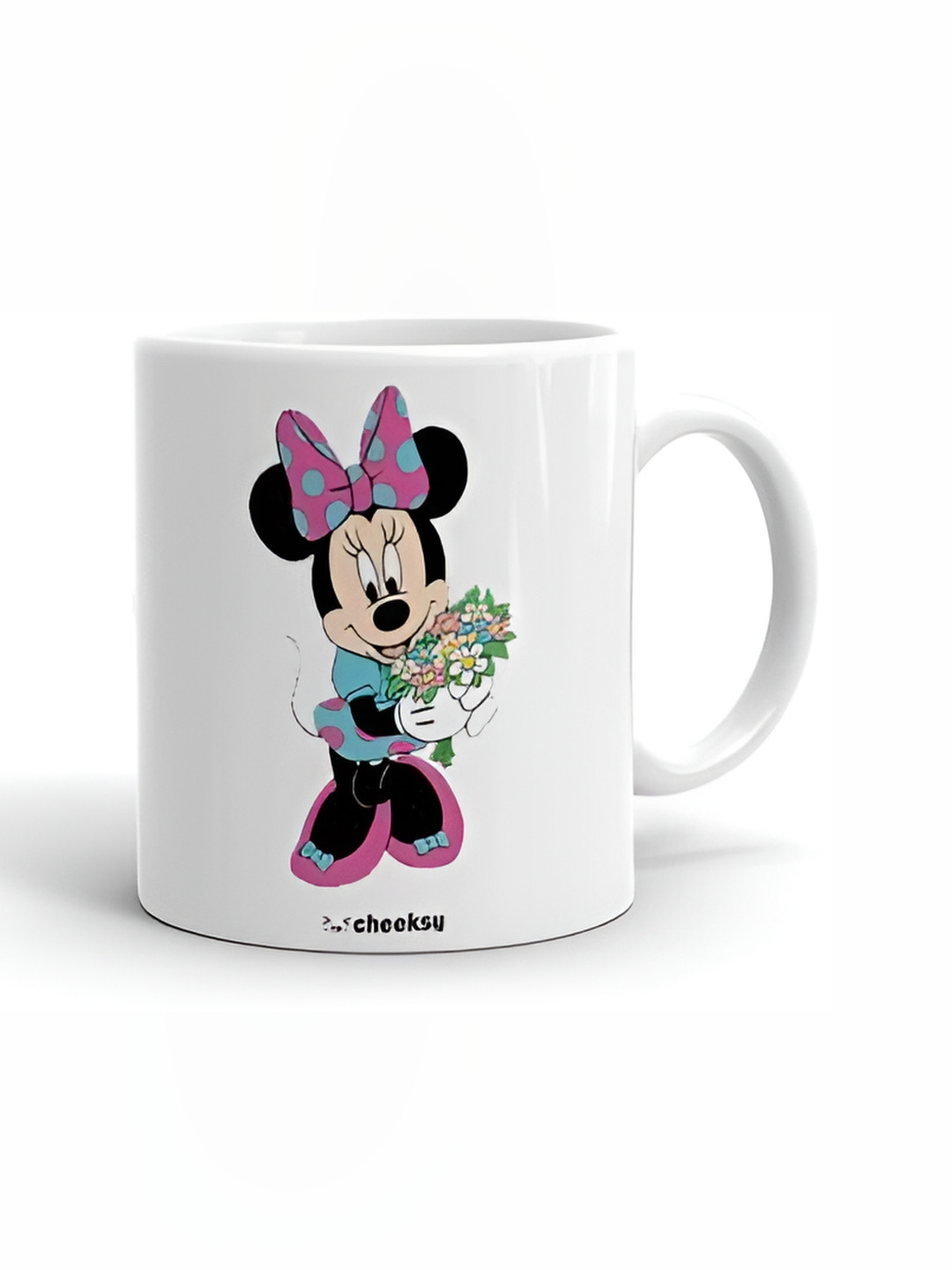 Mr UVD White & Pink Mickey Mouse Printed Ceramic Glossy Mug - 350 ml