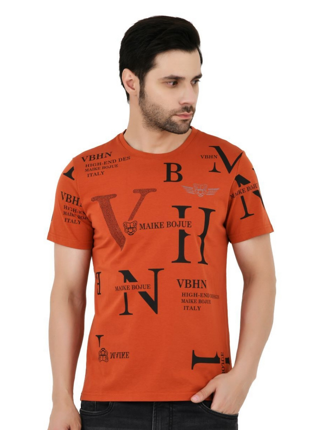 SAGEWARE Typography Printed Round Neck Cotton T-shirt