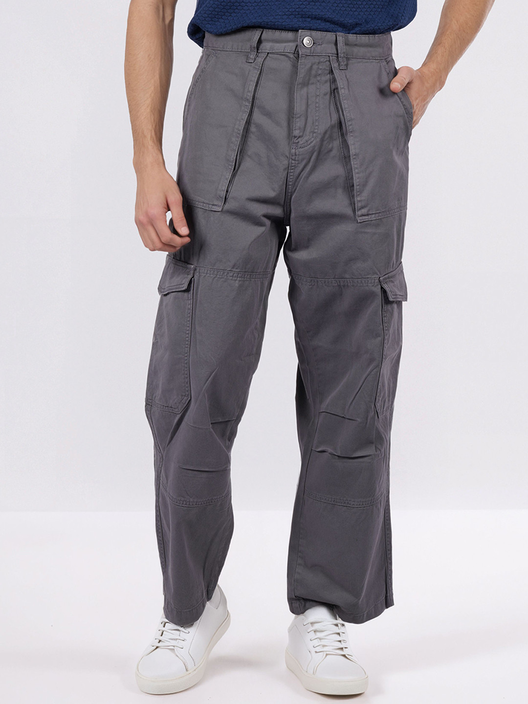 Celio Men Baggy Flat-Front Cargos Trousers