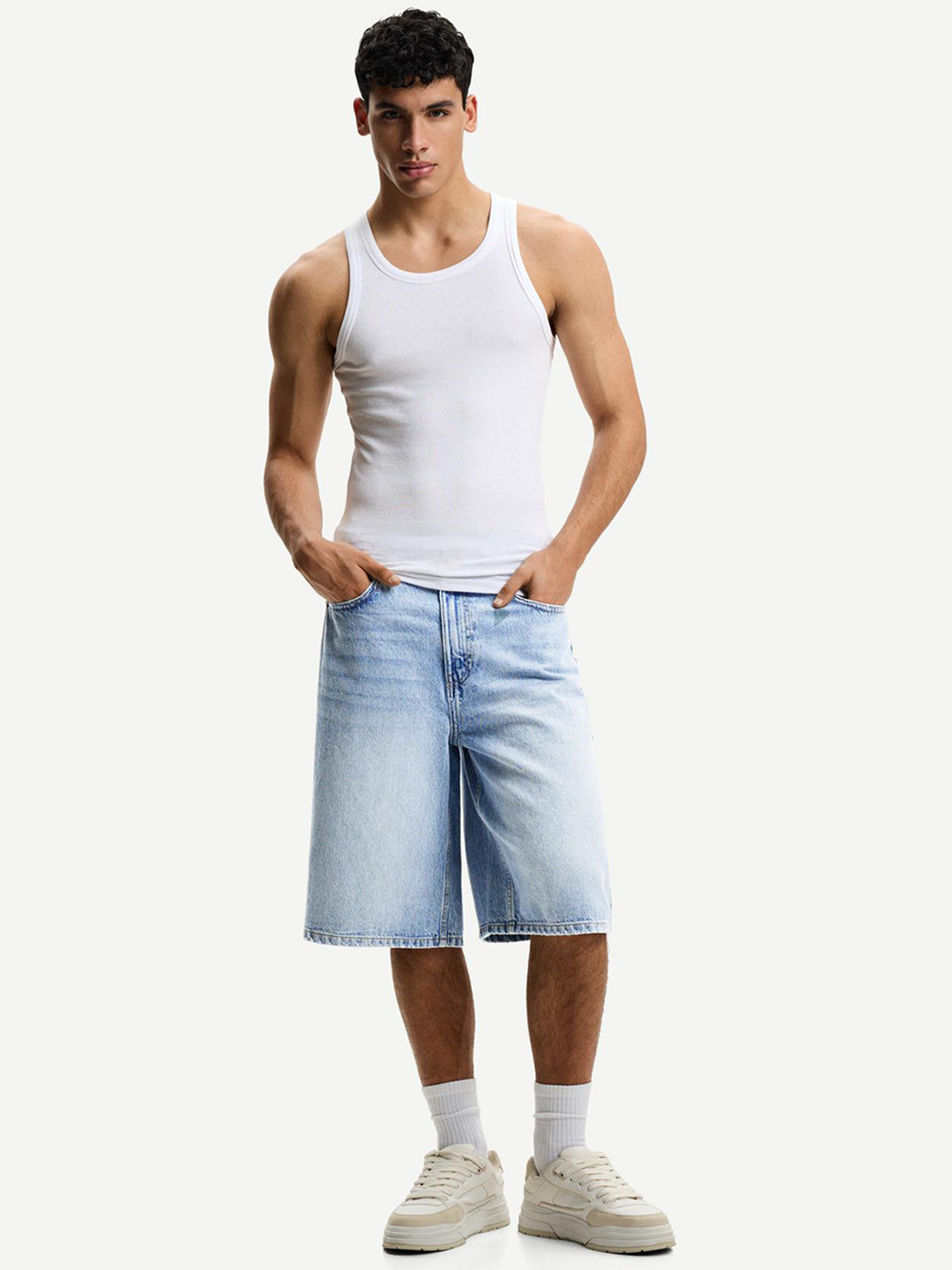 Bershka Baggy Denim Bermuda Shorts
