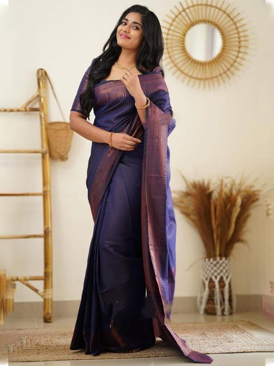 ZILVIRA Saree With Jacquard Border & Blouse Piece