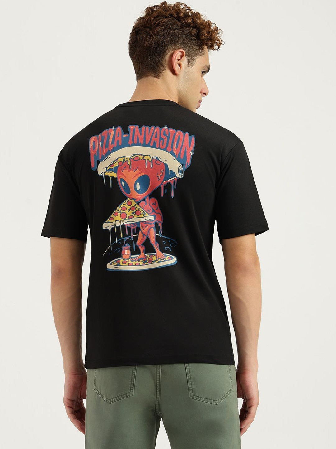 Sacriti Men Pizza-Invasion Graphic T-shirt