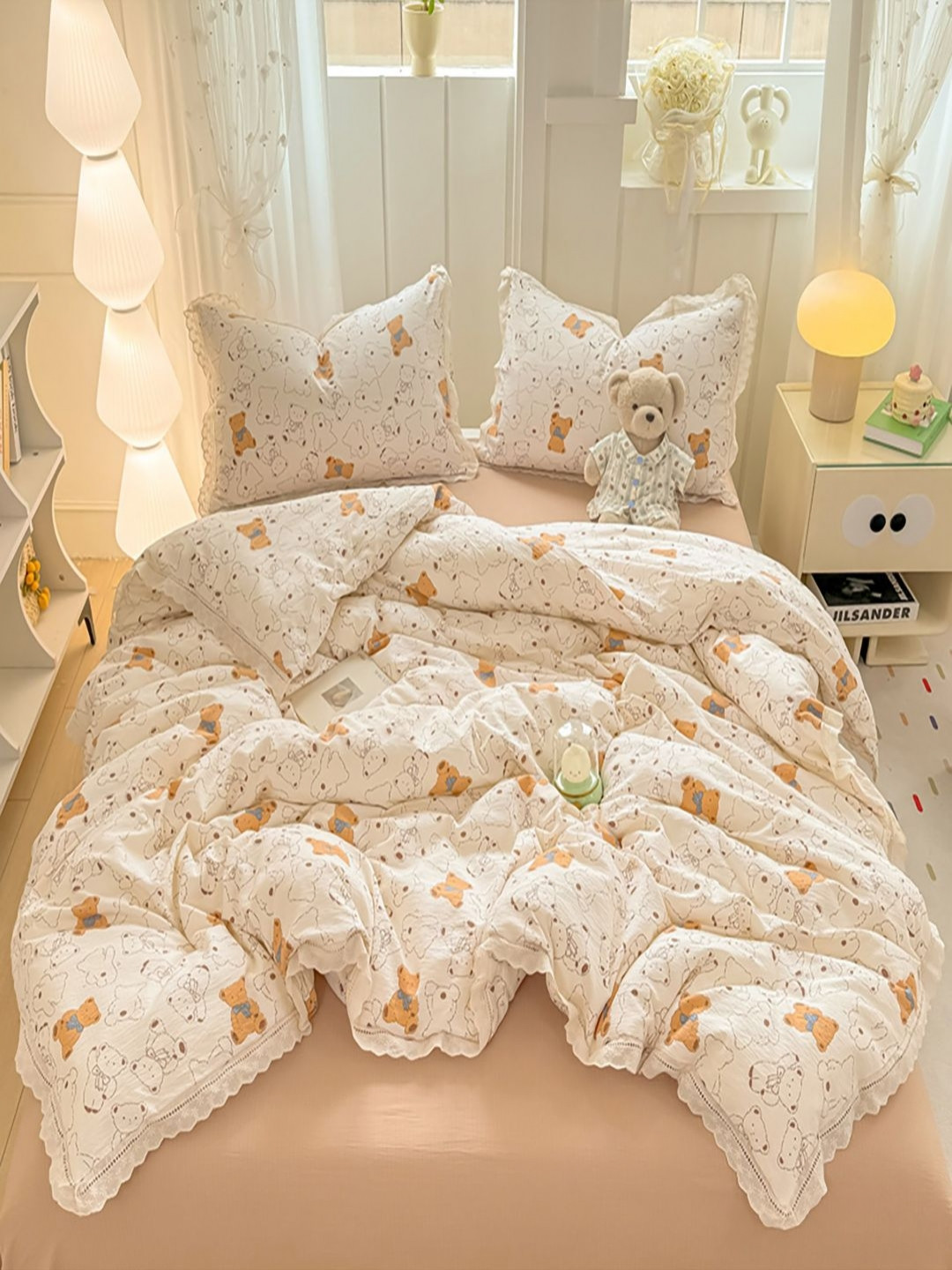 JC HOME Teddy Bear 4 Piece Double King Regular Bedding Set