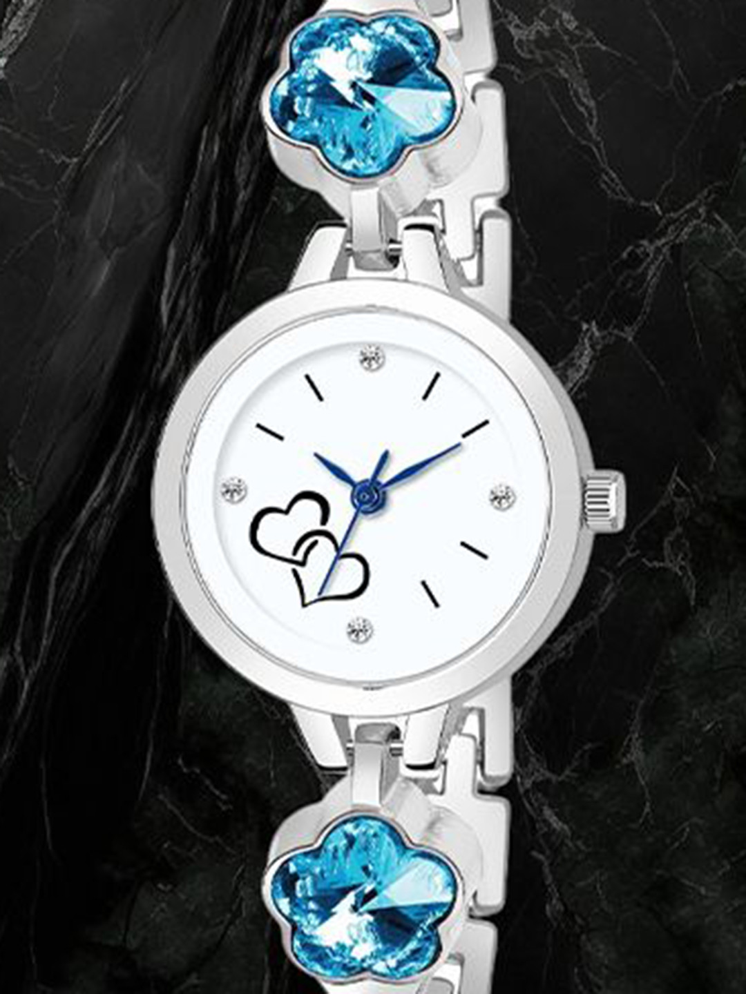 FROZIL Women Embellished Dial & Bracelet Style Straps Analogue Watch 341-Blue