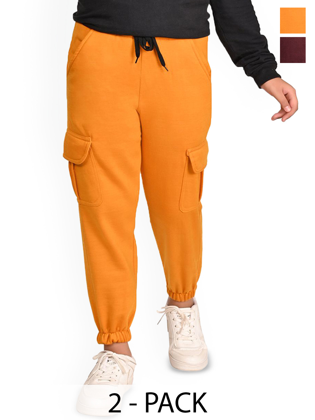 BAESD Girls Pack Of 2 Warm Cargo Ponchi Style Lower Mid Rise Joggers