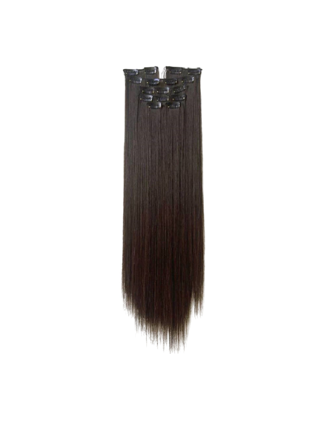 MoonEyes Women 16- Clips In Straight Scalp Topper Hair Extension- Brown- 24 Inch